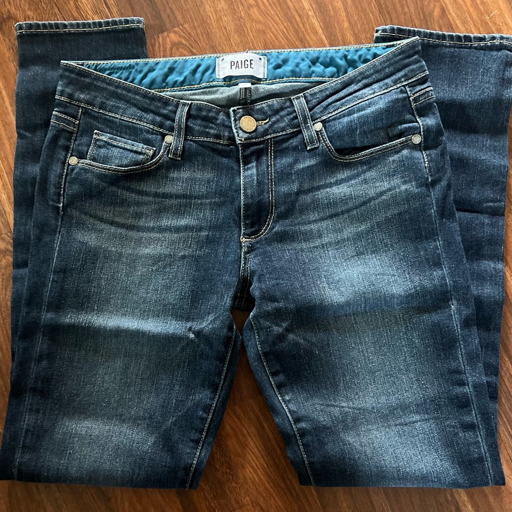 Paige Skyline Skinny Dark Wash Stretch Skinny Jeans 27